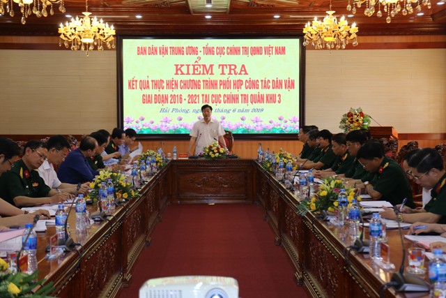 Kiểm tra thực hiện chương trình phối hợp công tác dân vận tại Cục Chính trị Quân khu 3